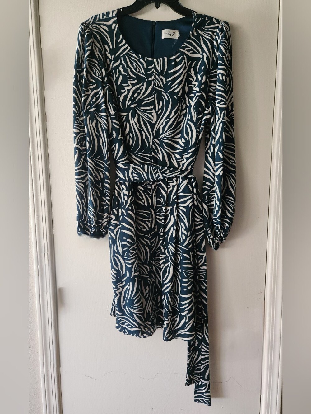Eliza J. Dark Green & Cream Dress Size 14 EUC $39